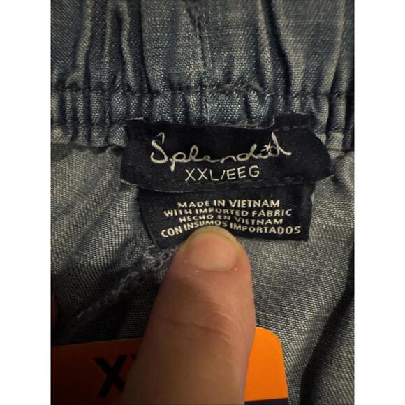 NWT Splendid Women's Cropped Wide Leg Drawstring Pant, Blue, 2XL Drawstring - Picture 5 of 7